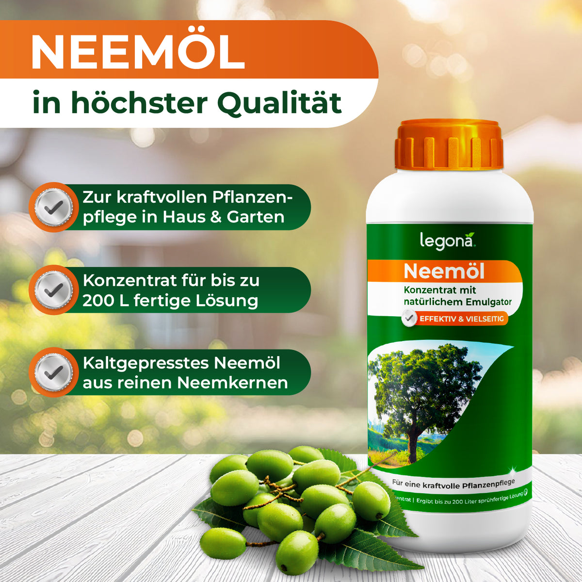 Neemöl-Komplettset mit Emulgator für gesunde Pflanzenpflege [1L]