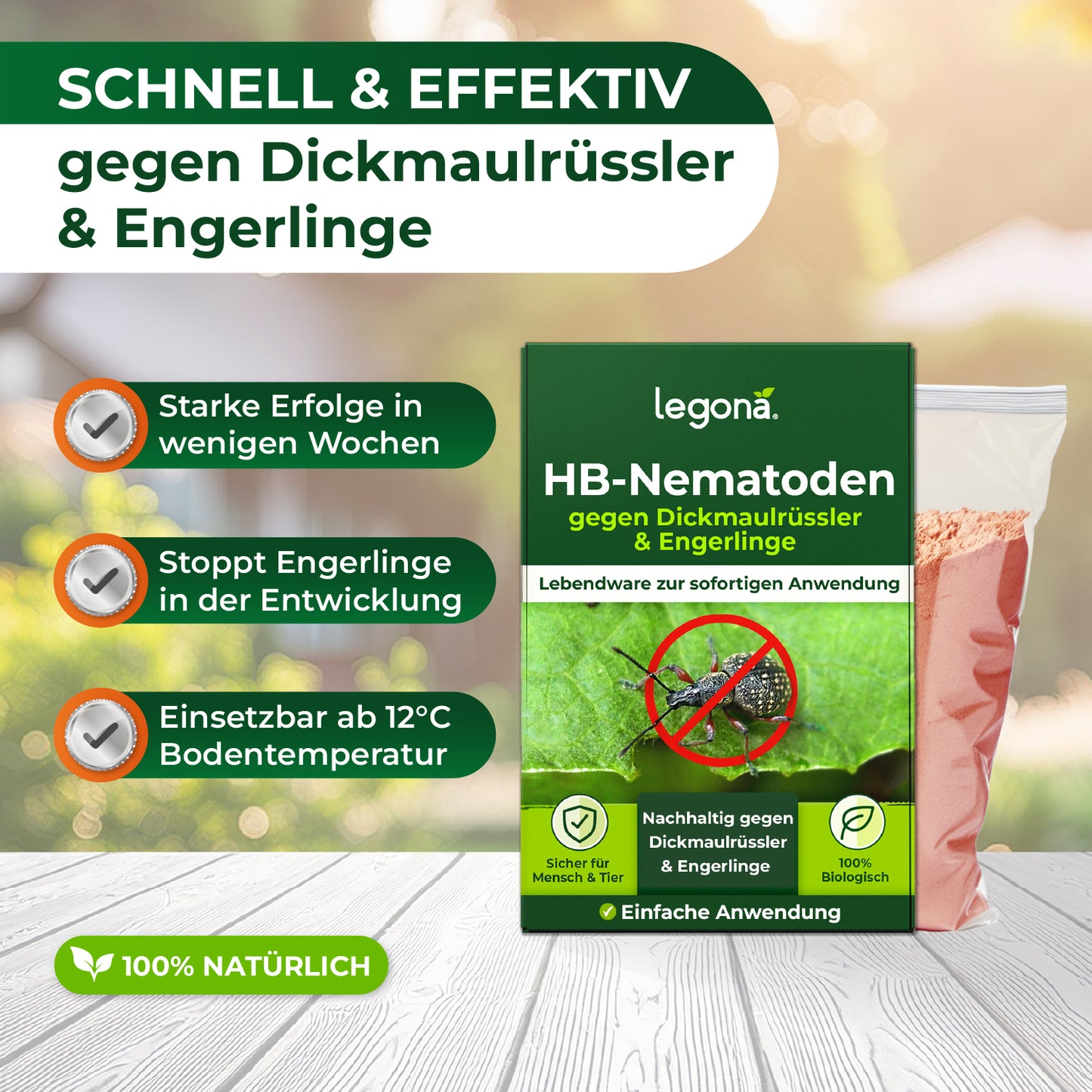 HB-Nematoden gegen Dickmaulrüssler und Engerlinge.