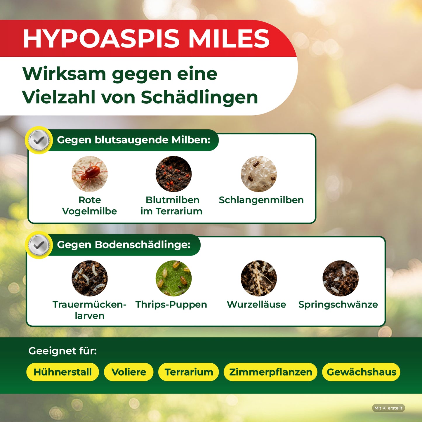 Hypoaspis miles kaufen - Raubmilben gegen die rote Vogelmilbe, Thripse & Trauermücken