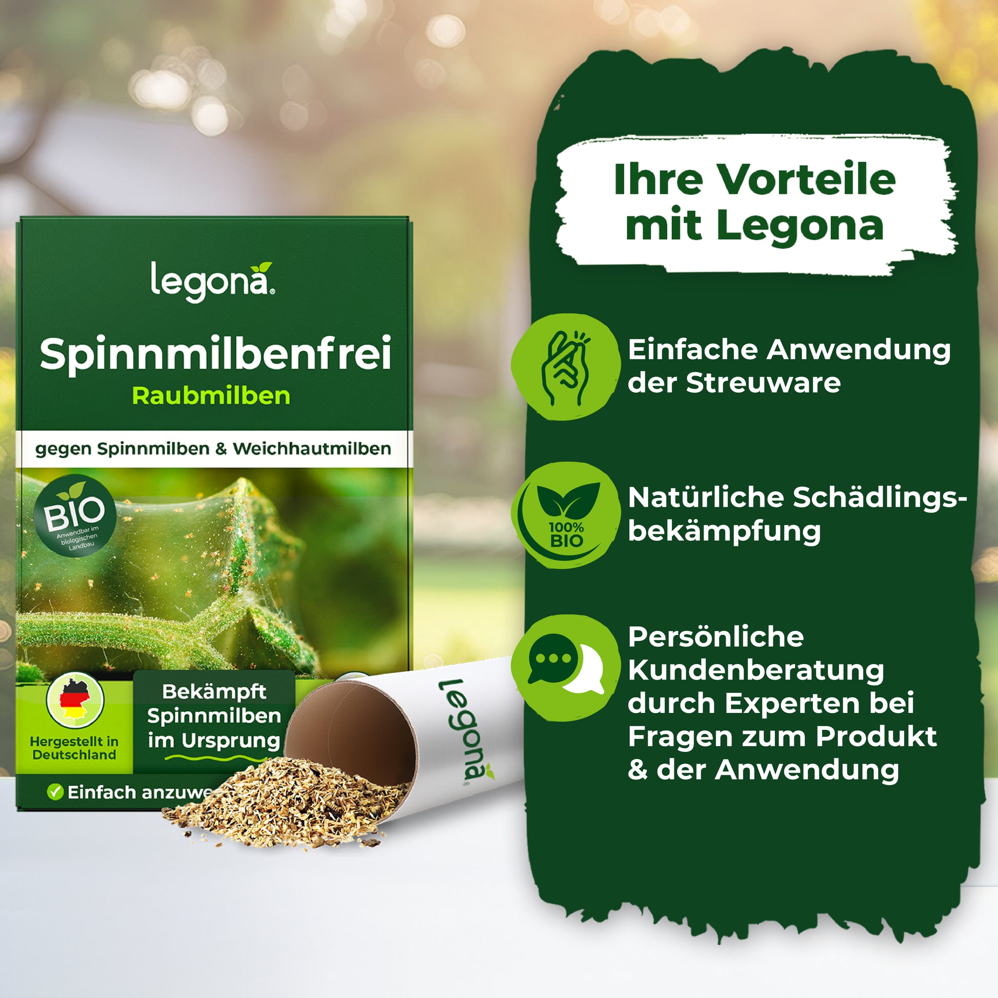 Raubmilben gegen Spinnmilben.