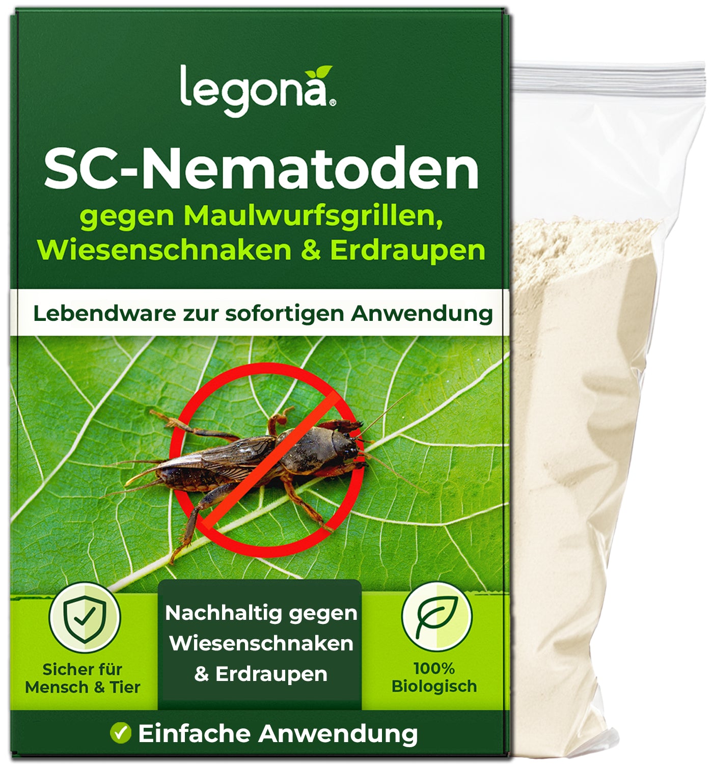 SC-Nematoden gegen Maulwurfsgrillen und Wiesenschnaken.