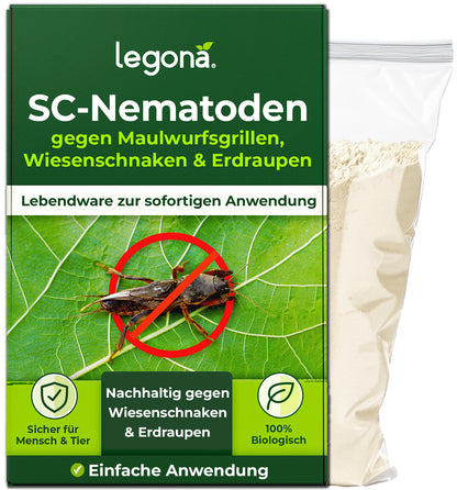 SC-Nematoden gegen Maulwurfsgrillen und Wiesenschnaken.